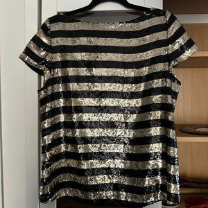 Sequin striped black and gold top shirt